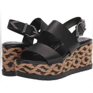 Vince Camuto Black and Tan Platform Sandals